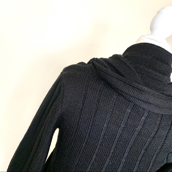 SOLD - BEBE Cowl Neck Bubble Sleeves Black DRESS - Picture 5 of 9